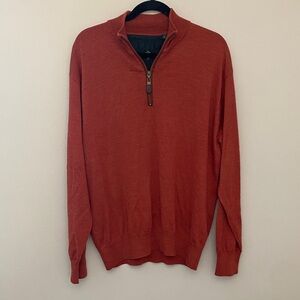 Orvis 100% Merino Wool Men's 1/4 Zip Up Sweater in Rust Dadcore